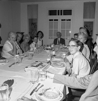 Roger's birthday dinner Western Pilgrim House 22 May 1960