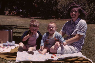 Keith, me and mother at park June 1943