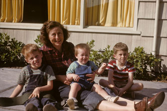 three boys with Mother, May 1947