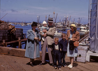 with grandparents, Monterey Pier, August 1947