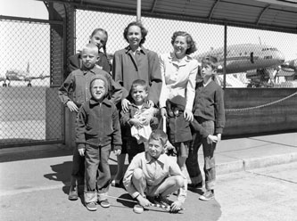 Phillips family at airport 1951