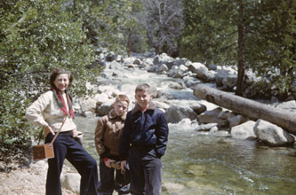 Mother, me and Keith, foot of Yosemite Falls, April 1952