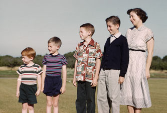 Four boys and mother, Alta Mesa, CA June 1953