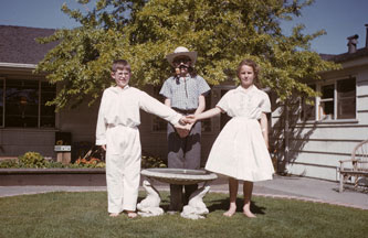 Roger, me, Nancy Robison, Palo Alto, April 1955