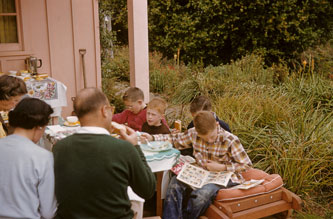 Lunch with Uncle Greg, Aunt Teresa, Maymay, Inverness, Oct.1955