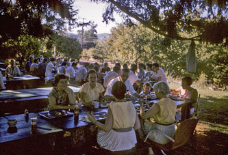 Dinner under big tree 1957