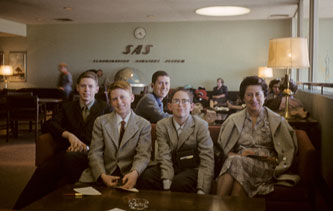 Waiting at New York airport to fly to Europe 4 May 1960