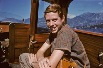 me on boat on Lake Como June 1960