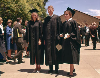 My graduation from Stanford, Eleanor Hewlett, Tina Coffey, 1964