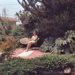 Mother in front garden