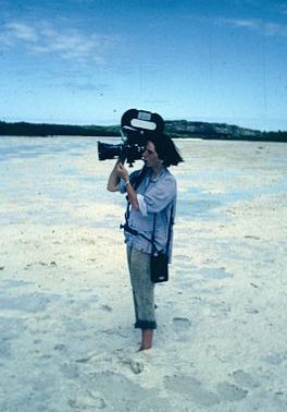 Martine filming on Ouvea