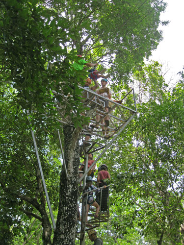 climbing the tower