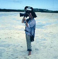 Martine filming, Ouvea 1978