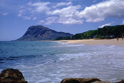 Beach in front of school