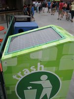 solar-powered trash bin