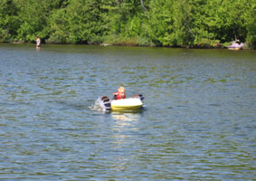 Benji in paddle boat