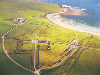 old aerial view of Skaill House