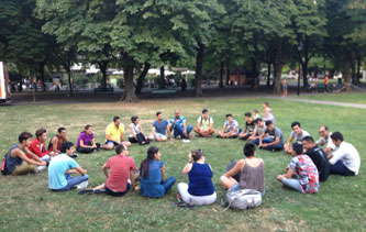 youth gathering in a park