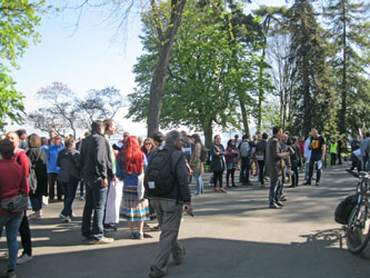 crowd gathering